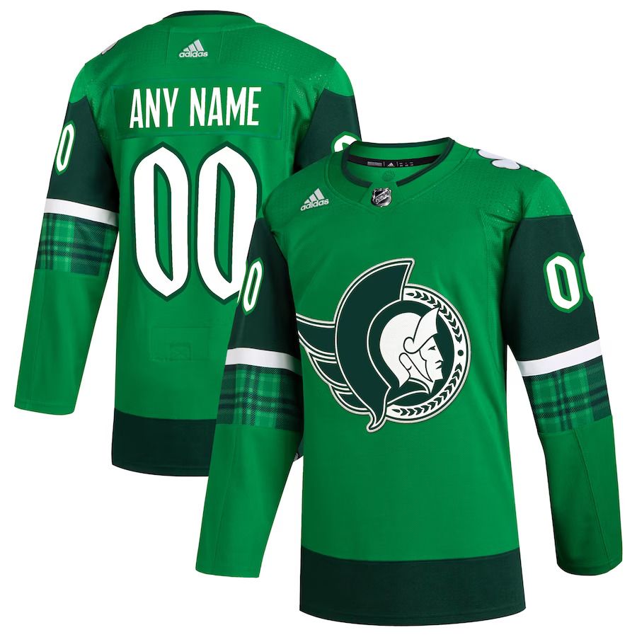 Men Ottawa Senators adidas Kelly Green St Patricks Day Authentic Custom NHL Jersey